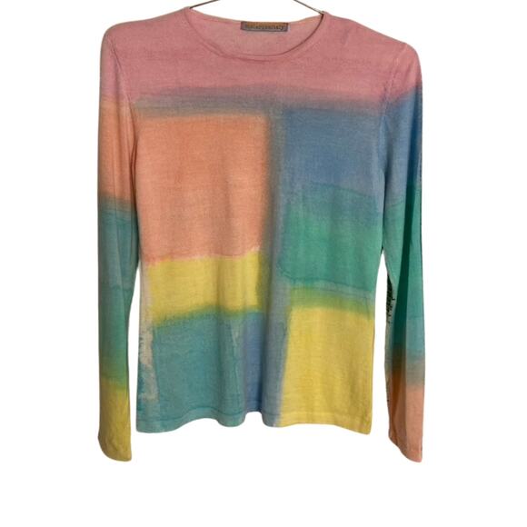 Melarosa Italy Cashmere & Silk Pastel Modernist Knit Top, Small - Picture 5 of 5